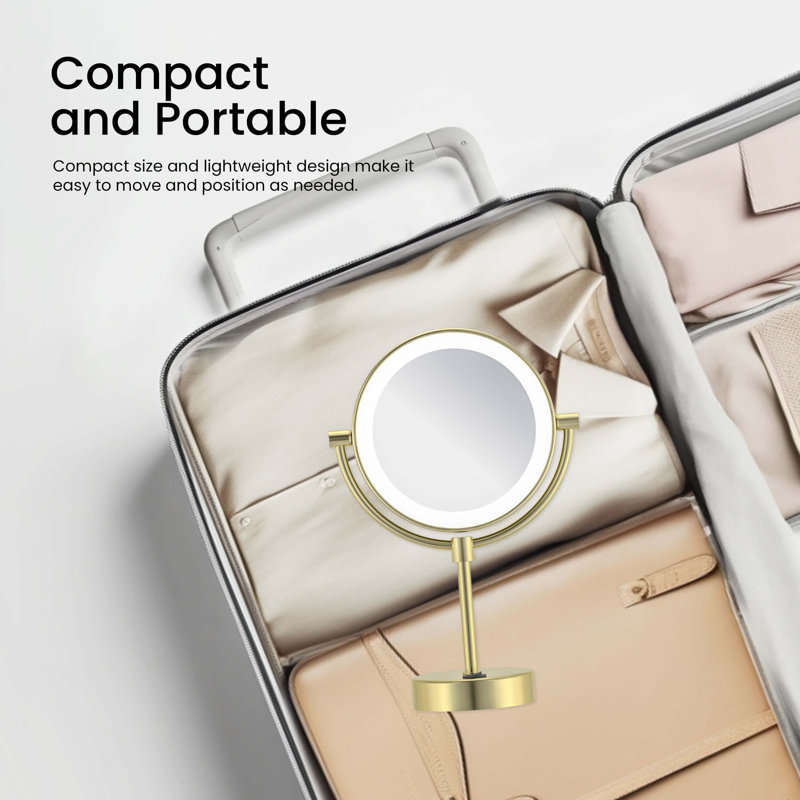 KIBI USA Circular LED Free Standing Magnifying Make Up Mirror Wayfair